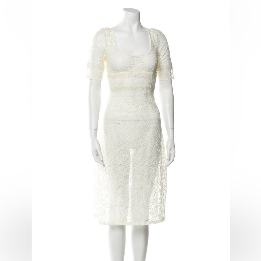 For Love & Lemons White Lace Midi Dress